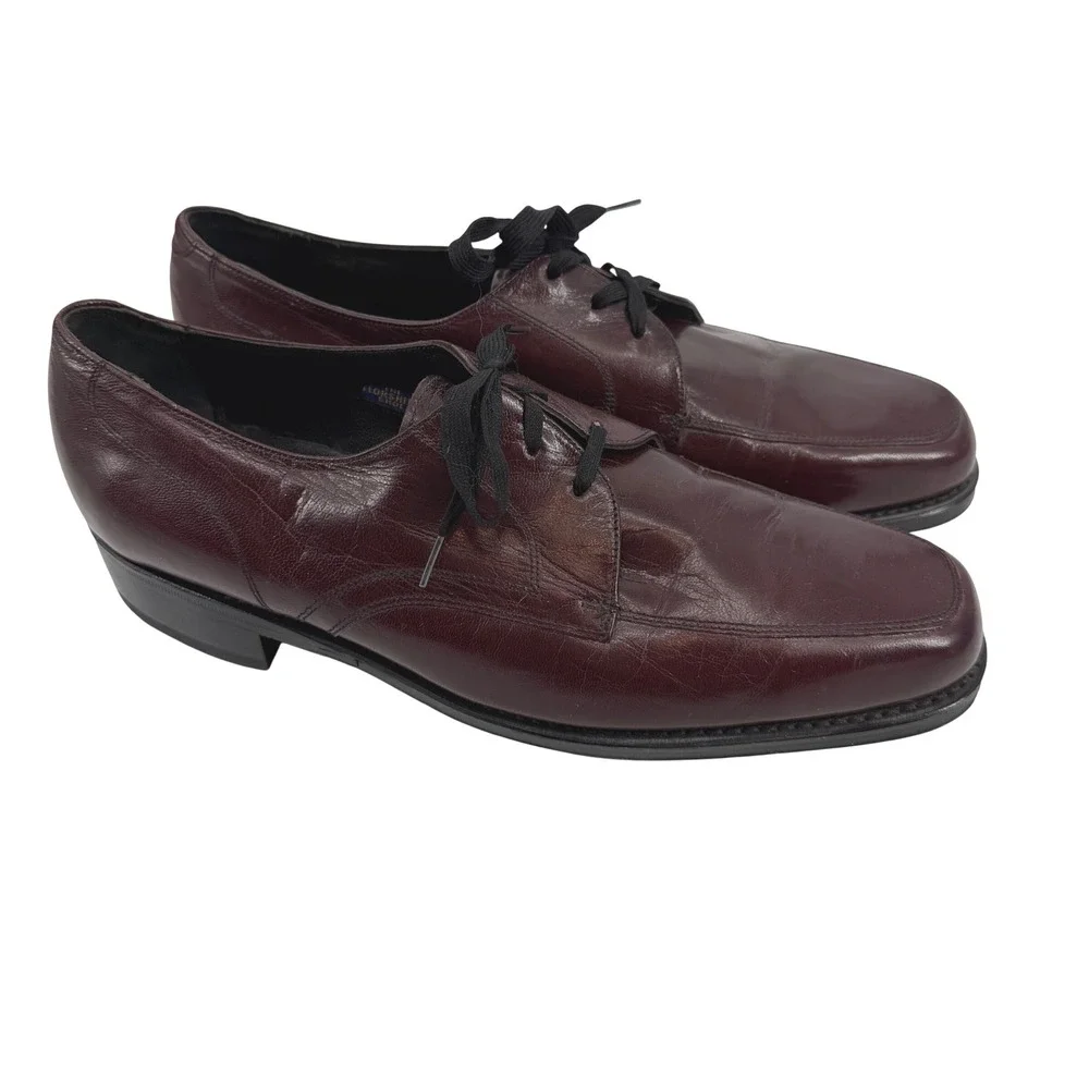 Florsheim Mens Burgundy Leather Apron Toe Derby Shoes‎ 8 D Made in India
